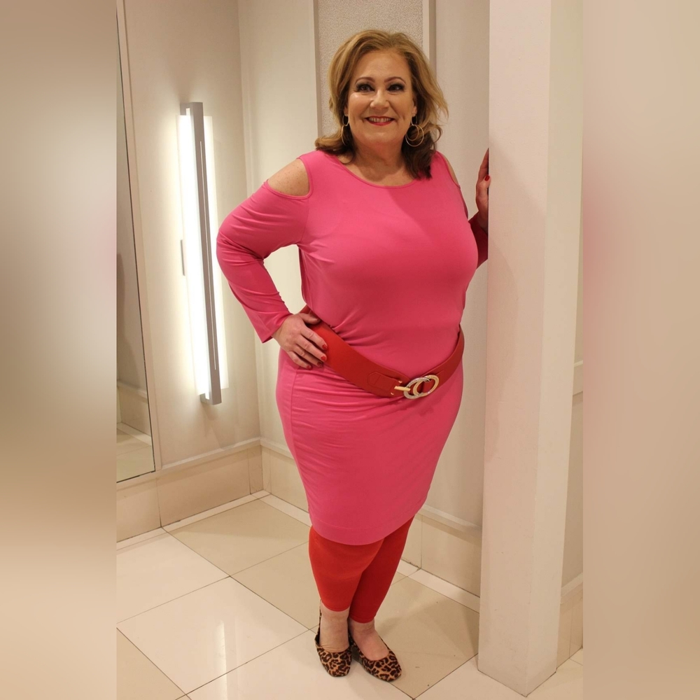 NEW NWOT Jessica London Plus Size Tropical Raspberry Cold Shoulder Dress Sz 20W